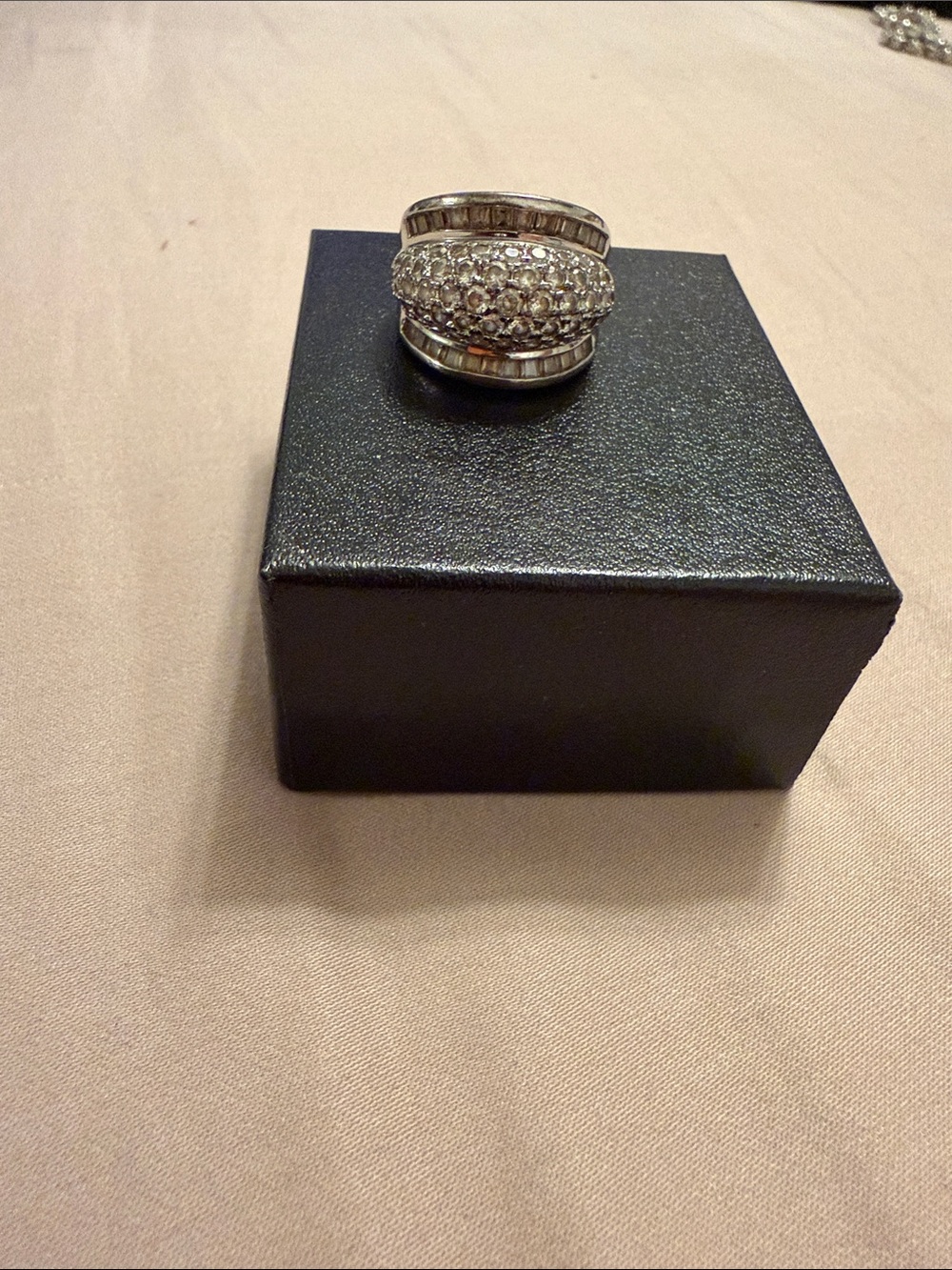 Pave Crystal Dome Statement Ring - Silver